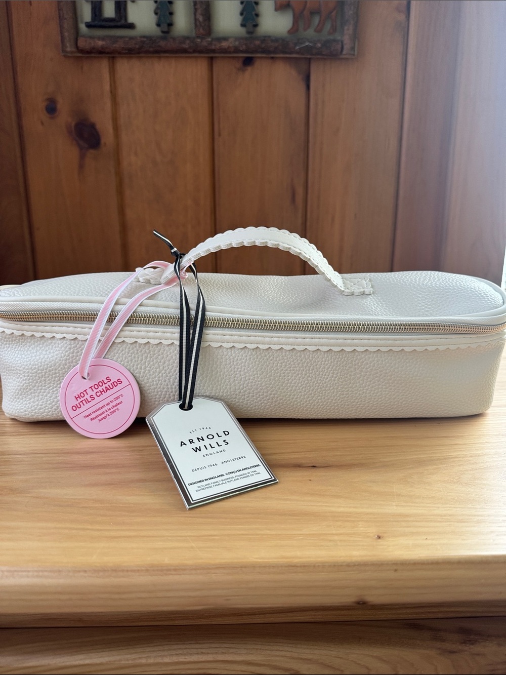 Arnold Wills Cream Textured Cosmetic Case or Hot Tools Carry Case